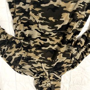 Army style sweater.